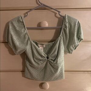 URBAN Romantics Light Green Eyelet Blouse